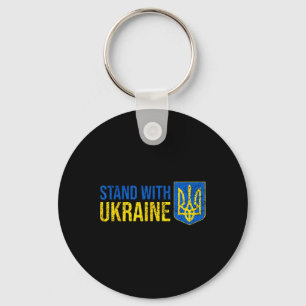 Stand With Ukraine Ukrainian Flag Coat-of-arms Ukr Keychain
