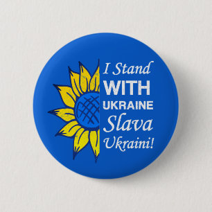 Stand With Ukraine, Ukrainian Flag Sunflower Button