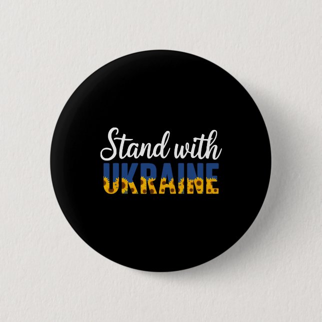 Stand With Ukraine Ukrainian Flower Sunflower  Button (Front)