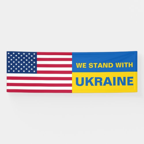 Stand With Ukraine USA American Flag Solidarity  Banner