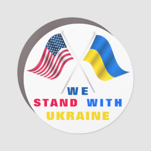Stand With Ukraine USA Ukrainian Flags Car Magnet