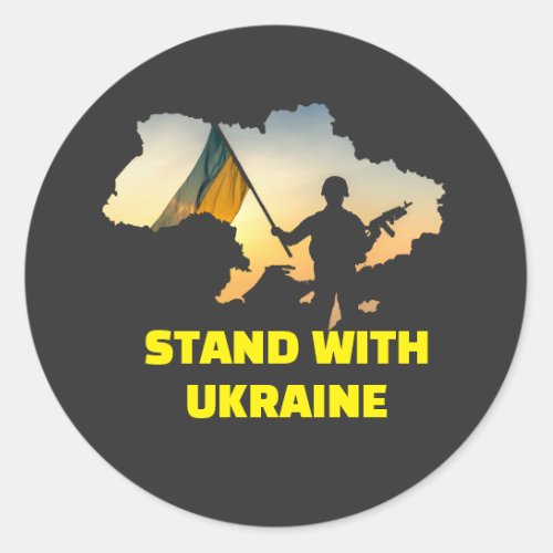 Stand with Ukraine with map Classic Round Sticker