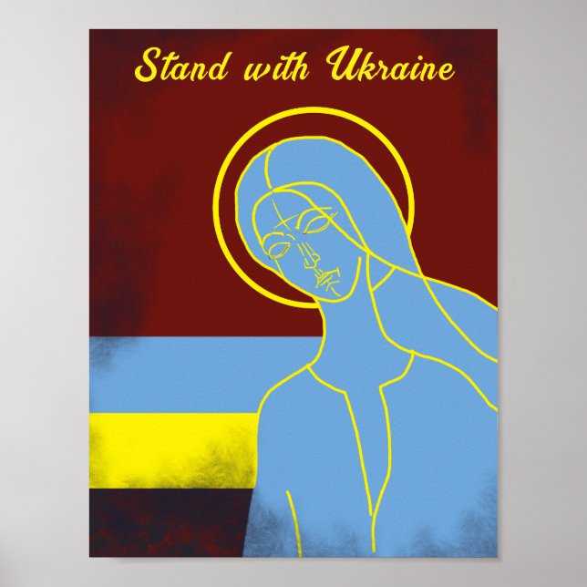 Stand with Ukraine "Yellow blue"  peace Poster (Front)
