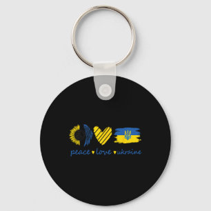 Stand With Ukrainian Peace Love Ukraine Sunflower  Keychain