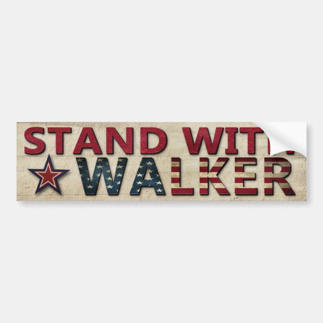 Stand With Walker Political Election Campaign Bumper Sticker (Front)