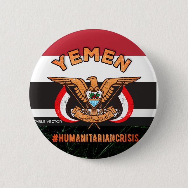 Stand With Yemen, Golden Eagle National Emblem Button (Front)