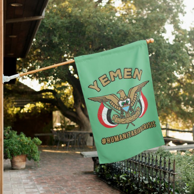 Stand With Yemen, Golden Eagle National Emblem House Flag (In SItu)