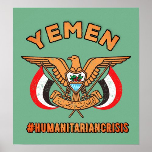 Stand With Yemen Golden Eagle National Emblem Poster