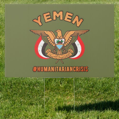 Stand With Yemen Golden Eagle National Emblem Sign