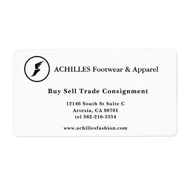 Standard, 3.5" x 2.0" Business Card Label (Front)