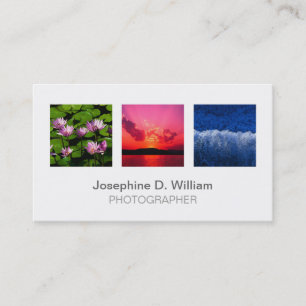 Standard 3 photo or logo white gray modern chic business card