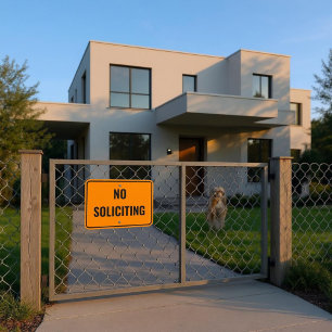 Standard Black + Orange No Soliciting Outdoor Metal Sign