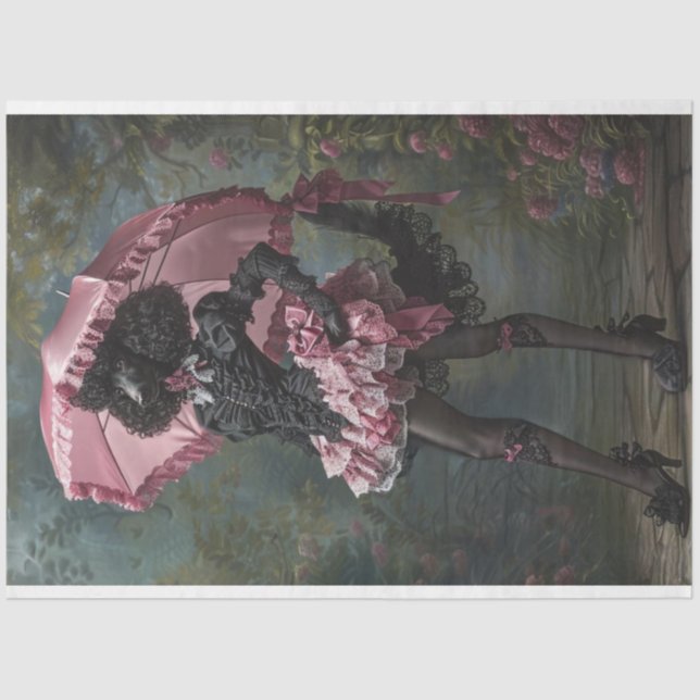 Standard Black Poodle Victorian Attire Decoupage Tissue Paper (Front)