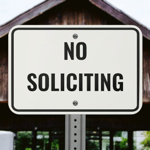 Standard Black White No Soliciting Outdoor Metal Sign
