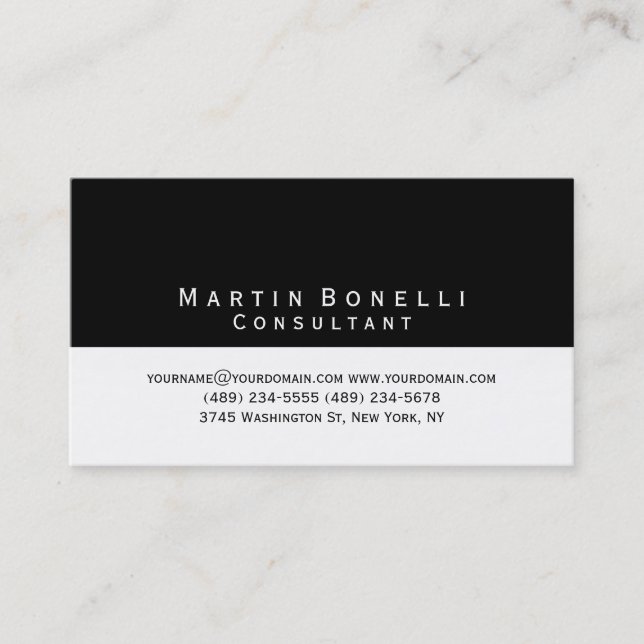 Standard Black White Stripes Modern Business Card (Front)