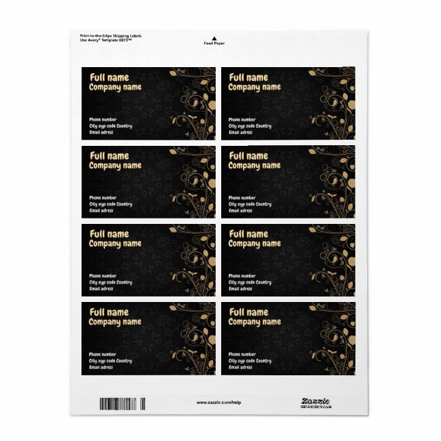 Standard business card . label (Full Sheet)