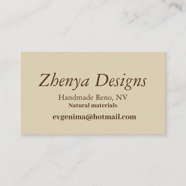 Standard Business Card Zhenya Designs (Front)