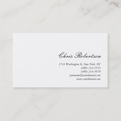 Standard Calligraphy Script White Business Card