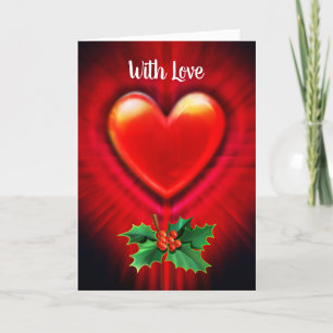 Standard Christmas card red heart custom message