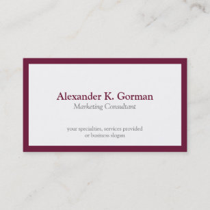 Standard classic burgundy border solid profession business card