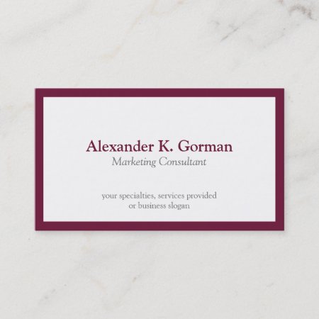Standard Classic Burgundy Border Solid Profession Business Card