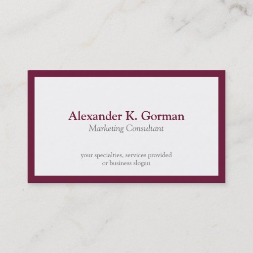 Customizable Standard classic burgundy border solid profession business card templates
