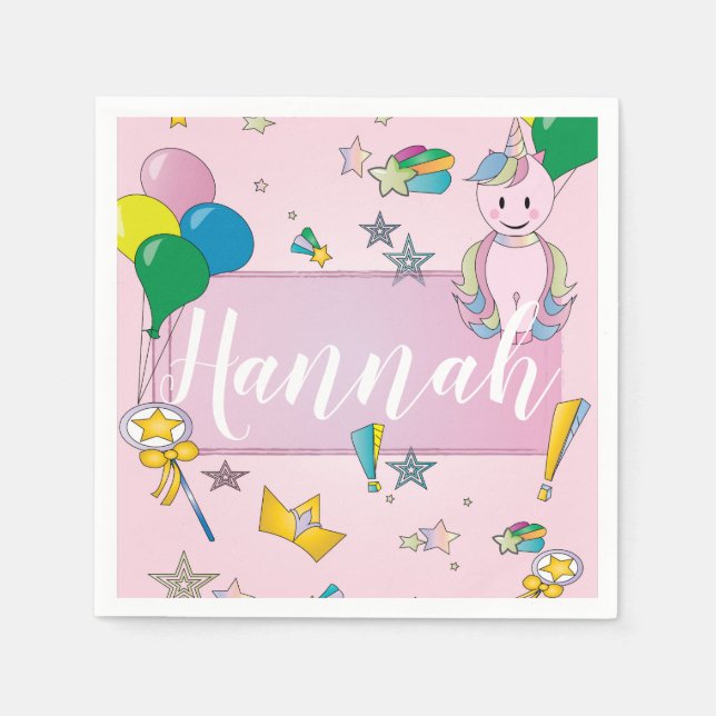 Standard Cocktail Paper Napkins Unicorn (Front)