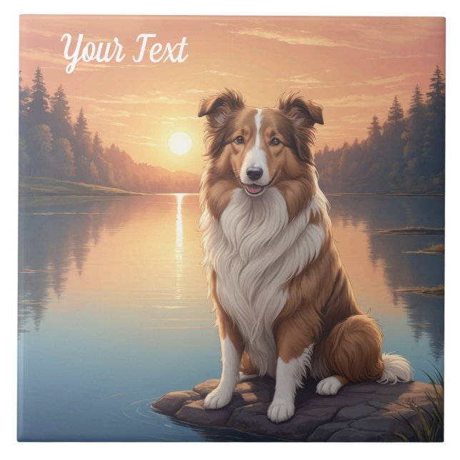 Standard Collie by Lake Ceramic Tile (Front)