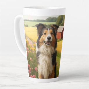Standard Collie on Farm Latte Mug