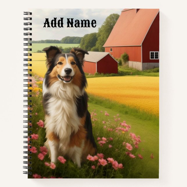 Standard Collie on Farm Notebook (Front)