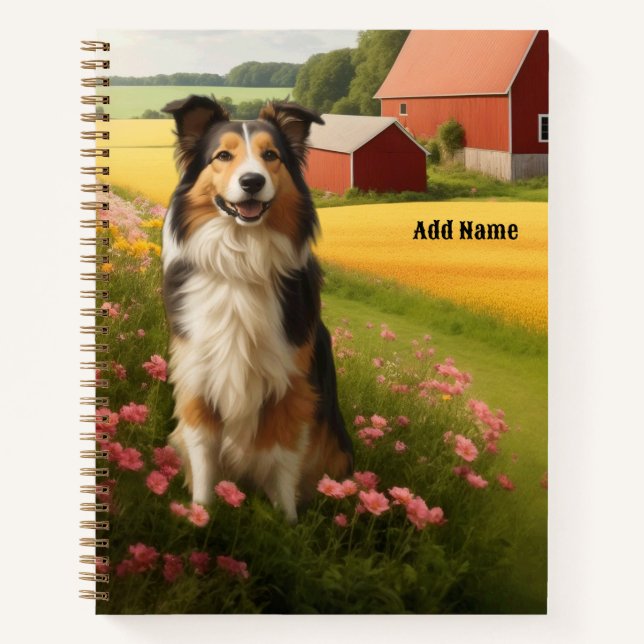 Standard Collie on Farm Notebook (Front)