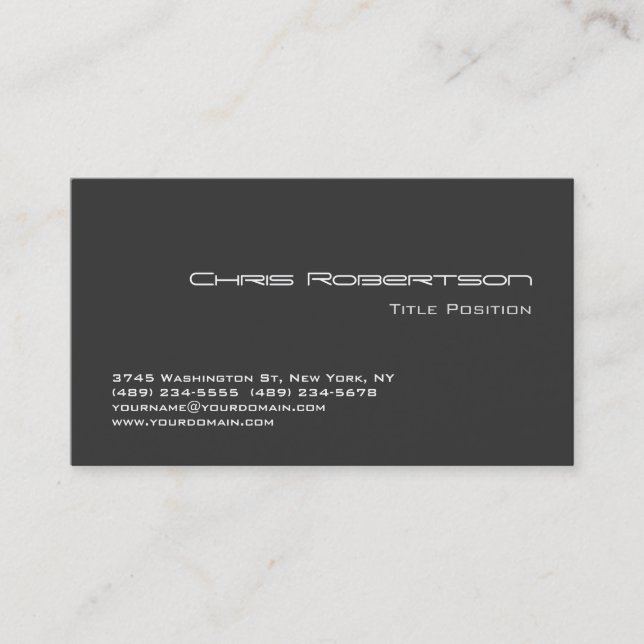 Standard Gray Elegant Unique Business Card (Front)