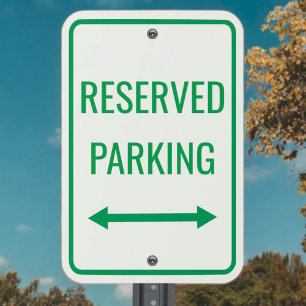 Standard Green White Double Arrow Reserved Parking Metal Sign