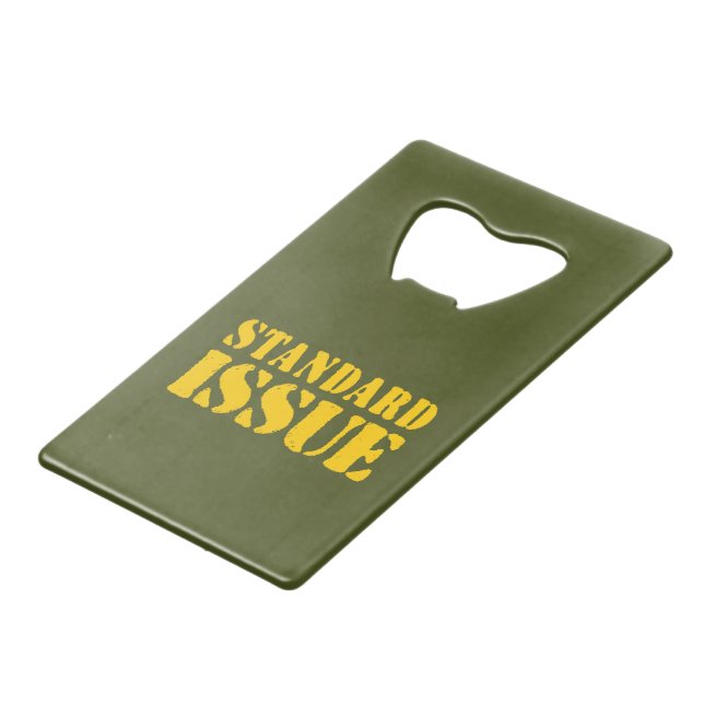 STANDARD ISSUE CREDIT CARD BOTTLE OPENER (Front Angled)