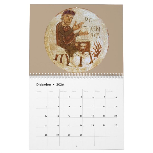 Standard medieval calendar 2 pages (Dec 2026)