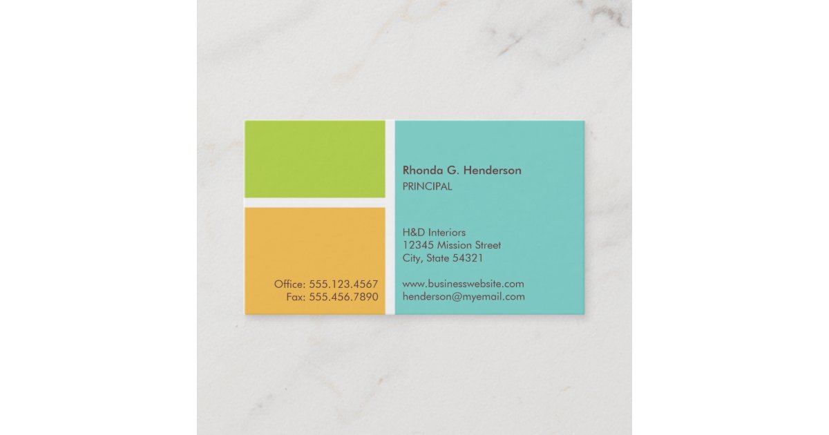 Standard modern color block turquoise professional business card | Zazzle