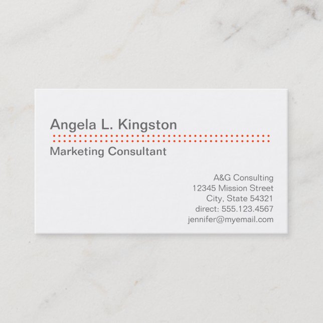 Standard modern micro dot cherry red gray custom business card (Front)
