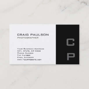 Standard Monogram Modern White Black Business Card