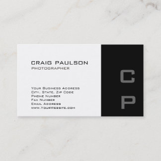 Standard Monogram Modern White Black Business Card