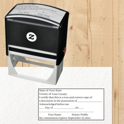 Standard Notary Public Copy Certification Stamp