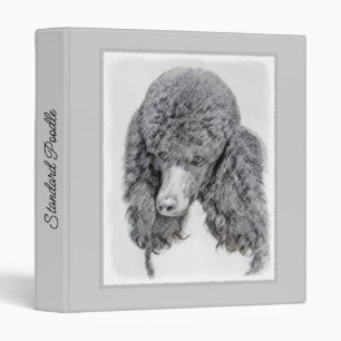 Standard Poodle Black Parti Painting - Dog Art 3 R Ring Binder