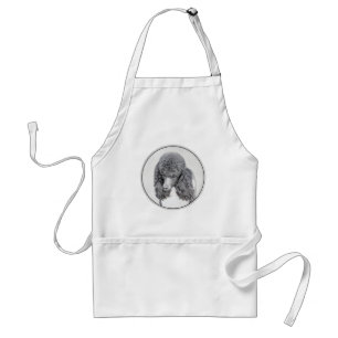 Standard Poodle Black Parti Painting - Dog Art Adult Apron