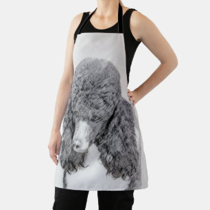 Standard Poodle Black Parti Painting - Dog Art Apron