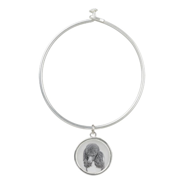 Standard Poodle Black Parti Painting - Dog Art Bangle Bracelet (Front)
