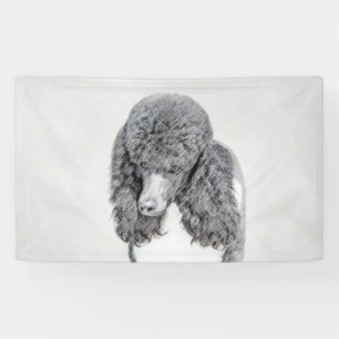 Standard Poodle Black Parti Painting - Dog Art Banner
