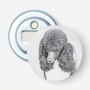 Standard Poodle Black Parti Painting - Dog Art Bottle Opener