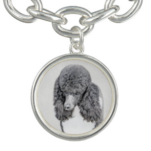 Standard Poodle Black Parti Painting - Dog Art Bracelet