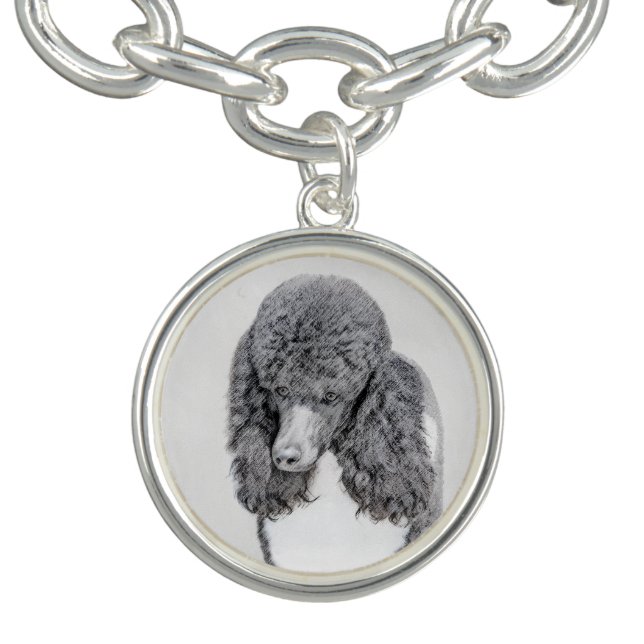 Standard Poodle Black Parti Painting - Dog Art Bracelet (Design)