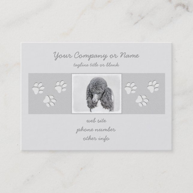 Standard Poodle Black Parti Painting - Dog Art Business Card (Front)