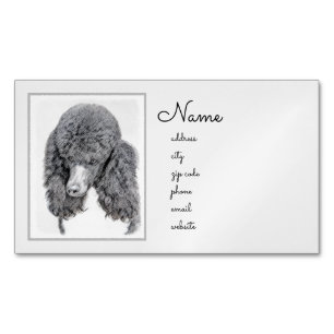 Standard Poodle Black Parti Painting - Dog Art Business Card Magnet